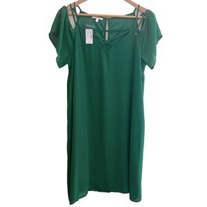 Maurice’s Kelly Green Dress / Cold Shoulder / Size Large NWT🏷 sheer/lined